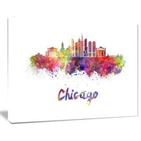 Dizajn Art Colorful Chicago Skyline u akvarelu Cityscape Grafička umjetnost na omotanu platno