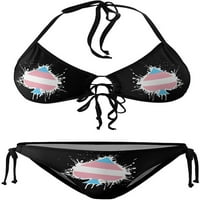 Transgender zastava Spades Ace Poker bikini setovi Halter Trougle Tie Side Dvije žene kupaće kostim