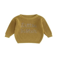 Little sestra odjeća za bebe Djevojke Božićni džemperi Slatka slova s ​​dugim rukavima vez pletene pulover