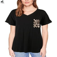 Sixtyshades Ženski Leopard Džep za ispis Ležerne prilike V izrez kratki rukav majica Ljetna labava bluza