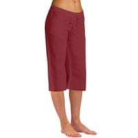 Moda Žene Ljetne casual labave pantalone elastične struke Capris hlače