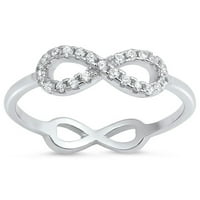 Infinity Clear Cubic cirkonijska ljubavna čvorska prstena Sterling Silver Band Bijeli nakit Ženski veličine