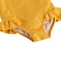 Canrulo Toddler Djevojke dugih rukava Jedan kupaći kostim Zipper Rashguard kupaći kostimi srušili na plaži Nosite kupalište žutim 12-mjeseci