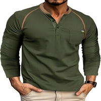 NOLLA muškarci vrhovi majica Henley majica Muška regularna fit tee muška bluza s dugim rukavima tamnozelena