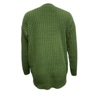 Ženski džemper vrhovi - ležerni čvrsti dugi rukav šuplji izlet pleteni pulover Crewneck džemper kaput zelena s