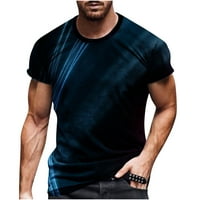 Muškarci Ležerni okrugli vrat 3D digitalni ispis Pulover Fitness Sportske kratke hlače rukave majice bluza za muškarce, tamno plava, xxl