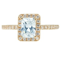 1.86ct smaragdni rez plavi simulirani dijamant 14k žuti zlatni angažman halo rublje veličine 3,5