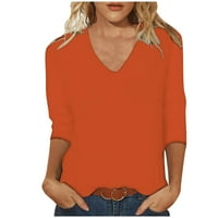 Fjofpr majice za rukav za žene V TUNIC TUNIC Čvrsta boja majica Bluza Ležerne prilike pulover