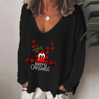 Žene Ležerne prilike za ispis V-izrez Labavi majica s dugim rukavima TOP bluza pulover