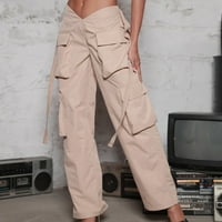 Aufmer Capri traper za žene sa džepnim prodavanjima dame ulice ulice modni dizajn osjeti više džepne kombinezone slabih struka Sportske hlače