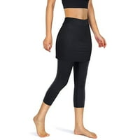 Wozhidase Crne haljine za žene Dukserice Žene Tenis Skirted Tajice Džepovi elastični sportovi Yoga Capris
