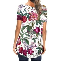 Ženske pletene Boho Havajske košulje za žene Henley izrez bluza Cvjetni print Flowy Flowy tops Ljetna