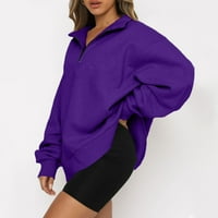 HHEI_K pulover džemperi za žene ženske casual modne dugih rukava pune boje Zip dukseri
