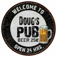 Doug-ov pab 14 okrugli metalni znak pivo bar crni zid Decor poklon 100140039053