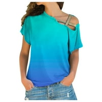 FESFESFES je za WOMEM Ležerne ljetne majice modna žena V-izrez skew bluza za bluzu s rukavima Ljetni