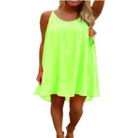 Ženska mini haljina Solid Boja Ljeto Plaža Sundress Scoop Rezervoar za vrat Dame Spaghetti Poklopac