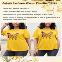 ANBech leptir suncokret plus majice za žene za žene grafički leptir vjerujte sami suncem Prevelike majice