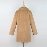 Tking Fashion Women Cardigan Warm Warm Long Fur Fur kaput jakna Parka Outerwer Cardigan džemperi za