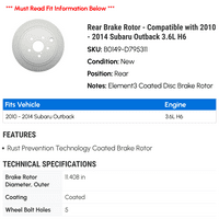 Zadnji rotor kočnice - kompatibilan sa - Subaru Outback 3.6L H 2013