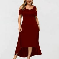 Mikilon ženska haljina odozgo plus veličine žene seksi navlaka bez obzira na stražnju haljinu haljina kratkih rukava za ženu crveni xxxl