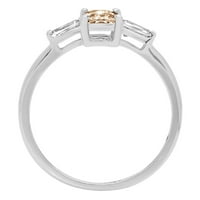 0,8CT Smaragdni rez Champagne Simulirani dijamant 18k bijelo zlato Angažovanje kamena prstena veličine
