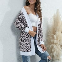 Zimski kaputi za žene plus veličine Žene Ležerne prilike dugih rukava Leopard Ispiranje otvorenih kaput kaput kardigane dugačak odjeća vrh
