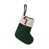 Božićni ukrasi: zeleno slovo pletene čarape sa vezenom predivnošću koja detaljno opisuje božićnu čarapu