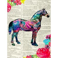 Šareni cvjetni konj up mociklinski stil Extral Veliki XL zidni umjetnički poster Ispis