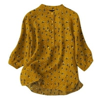 Žene Ležerne prilike sa labavim košulje V recturnu rupu Print Forts T-majice Tee Yellow S