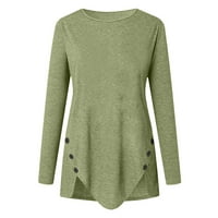 Dugi rukav čvrsti gumb Labavi nepravilni bluze Ženske majice Čišćenje zelene veličine S