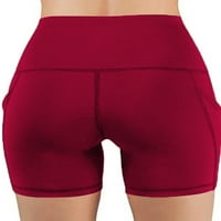 Žene Čvrsto boje Sportski atletski džep Elastični struk kratke hlače Slim joga gamaše