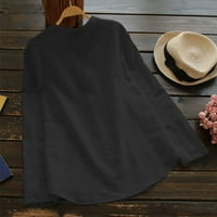 Aabni ženska pamučna posteljina casual čvrsta majica dugih rukava bluza za bluzu na vrhu vrhova