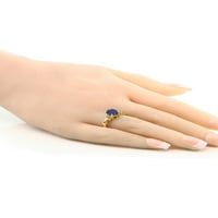 Gem Stone King 2. CT ovalni plavi lapis bijeli dijamant 18k žuti pozlaćeni srebrni prsten