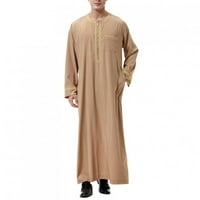 Muška muslimanska majica Print Kaftan islamski Royalty Dubai Robe O-izrez Dugi rukav Retro Tunike Abaya