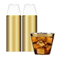 TUPUMT zlatne plastične čaše, čiste plastične šalice, za jednokratnu ploču za jednokratnu plastiku sa zlatnim obručem za vjenčane čaše elegantne zabavne čaše