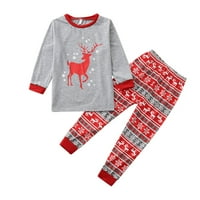 Aoochasliy Porodica koja odgovara pidžami čišćenje, božićna dječja jelena ispis dugih rukava + hlače