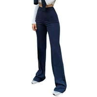 Ženske hlače Teretne hlače Ženske modne ležerne radne hlače Solidne boje visoke struke ravne hlače Hlače