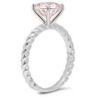 2CT okrugli rez ružičasti simulirani dijamant 14k bijeli zlatni godišnjica za angažman prsten veličine
