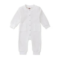 Kpoplk Toddler Baby Girls Long rukava Romačice Troons Bodysuit Odjeća jednodijelna odjeća bijela, 3-