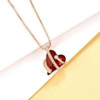 Ruby ogrlica, ružičarski zlatni srčani privjesak kristalni pokloni nakita