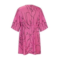 USMIXI ljetne haljine za žene na plaži modni gumb dolje elastični struk tunik tunika za lakiranje V-izreznog