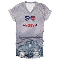 4. jula Patriotske majice za žene Američka zastava Majica kratkih rukava SAD Star Stripes Casual Tops
