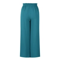 Airpow Clearsance ženska modna ljetna čvrstog casual gumba Džepne elastične struke duge hlače plave