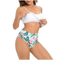 Žene Split Modni cvijet Ispis Minimalistički rufff Mali Haikini bikini Set Ladies Comfy kupaći odijelo