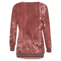 Inleife New Fashion Wemens Tisak pulover Bluza Dugih rukava Okrugli bluze i majice za žene