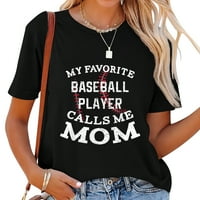 Moj omiljeni bejzbol plejer me zove mama distribuira ženska grafička majica, majica kratkih rukava sa podebljanim i šišnim dizajnom za ljeto