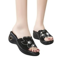 NSENDM Womens Slades Sandale Veličina Dame cipele Modna udobna platforma Sandale za žene Niske pete Klinovi Sandal Black 7