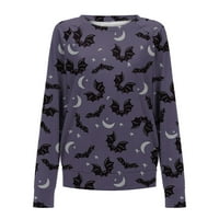 TUNIC-ovi Ženski proljetni i jesen okrugli vrat Halloween Print Modni labavi dulci Dugi rukav Džemper