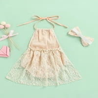 Calsunbaby novorođenče Djevojke za djecu Halterneck Romper haljina mališani Slatki cvjetni čipkani pukotine