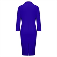 Odeerbi haljine za žene Business Wear Revel Solid Boja Dugme s dugim rukavima Slim Fit haljina Plava